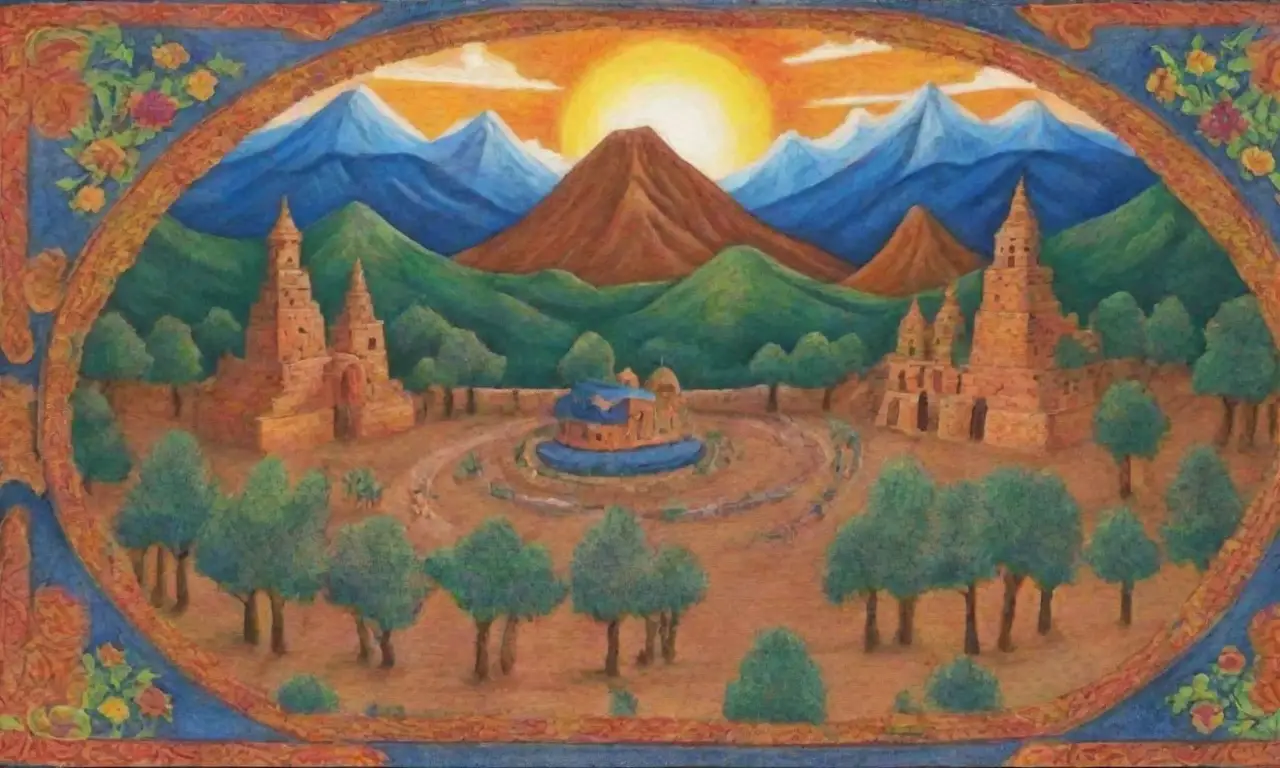 Colores vibrantes y patrones intrincados se entrelazan en un paisaje lleno de historia y cultura