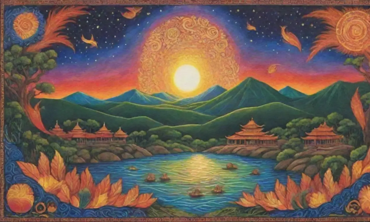 Un paisaje místico lleno de dioses, criaturas míticas y sabiduría ancestral