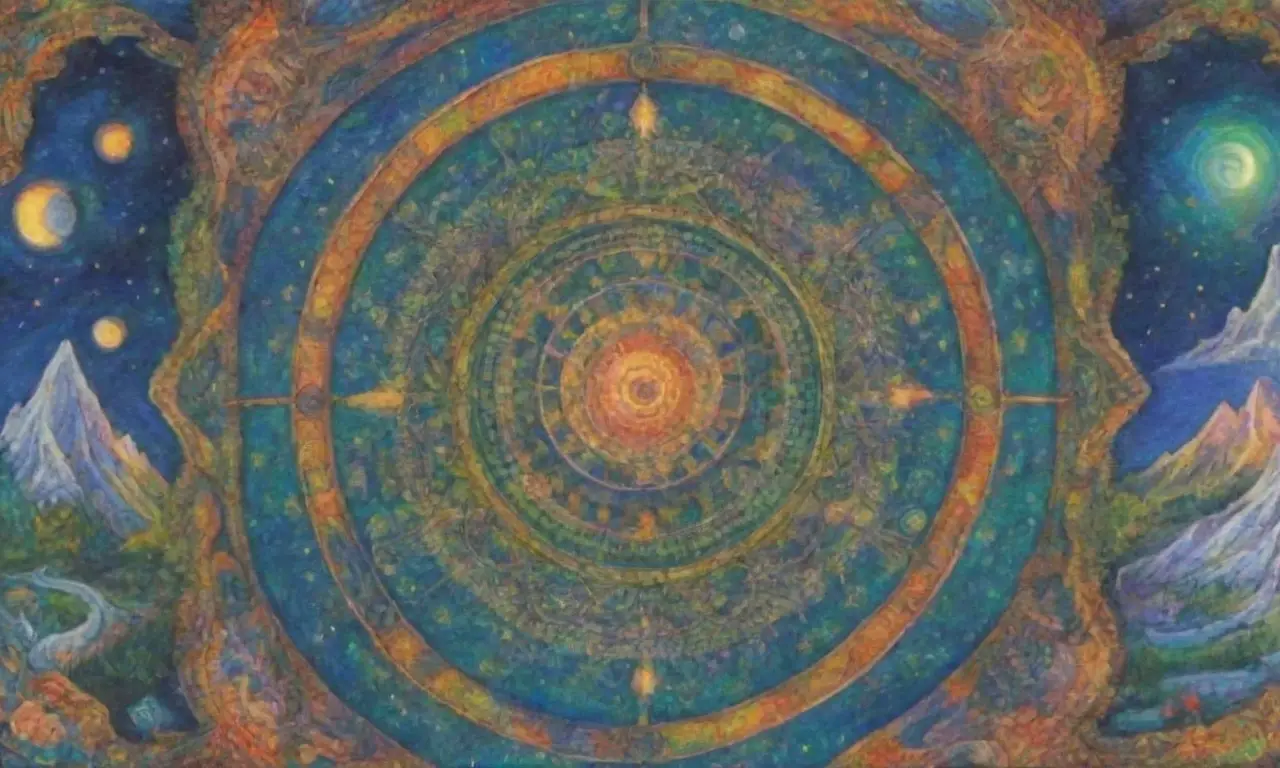 Patrones celestiales vibrantes y paisajes serenos llenos de luz y naturaleza