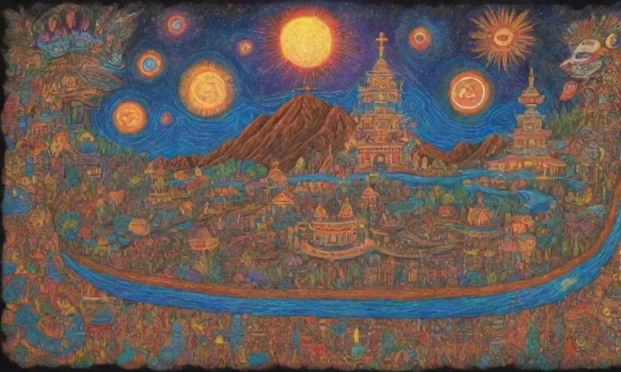 Colores vibrantes y culturas entrelazadas cuentan historias en un paisaje lleno de vida