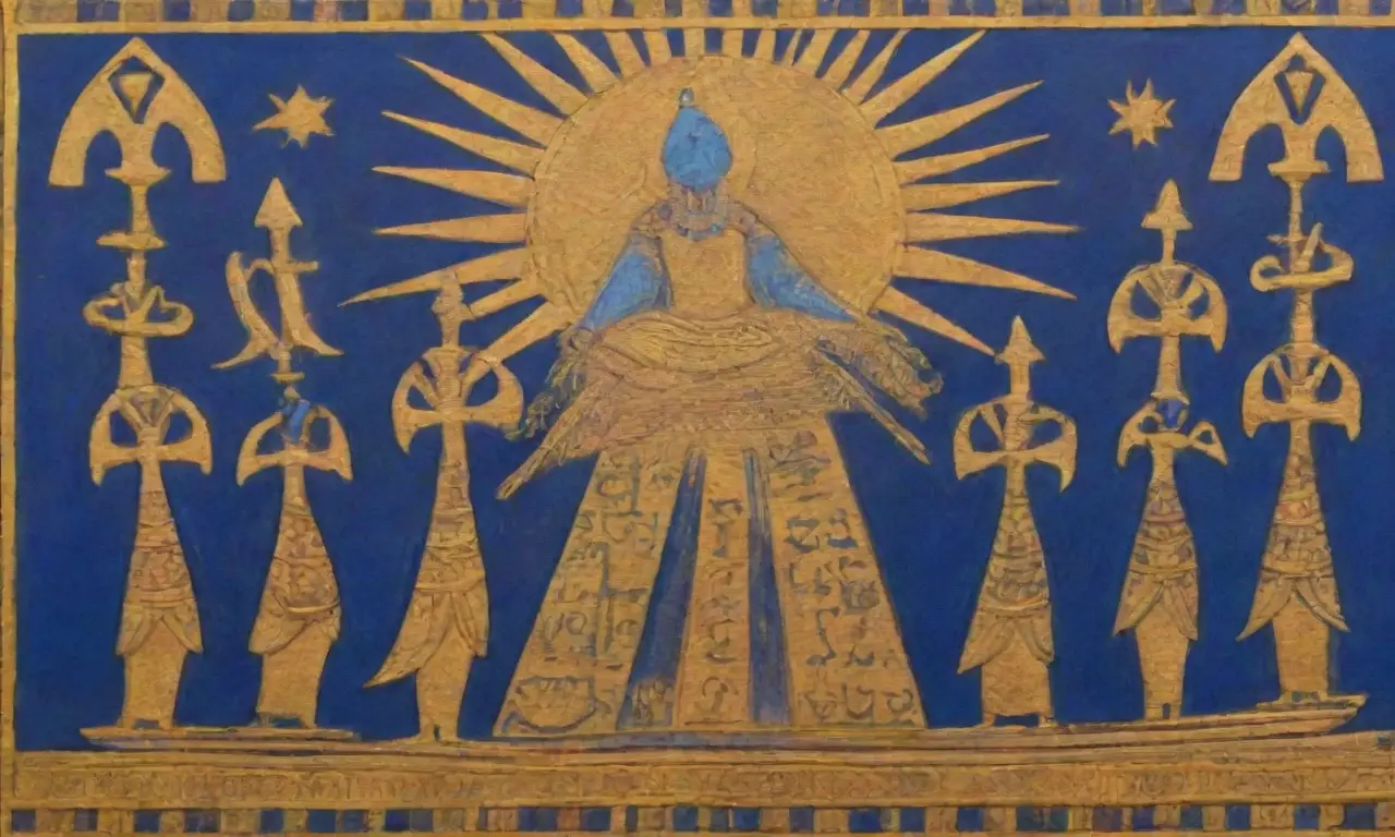 Papiros antiguos con jeroglíficos, colores vibrantes y símbolos sagrados, evocan misterios de un pasado eterno