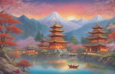 Un mural vibrante con dragones
