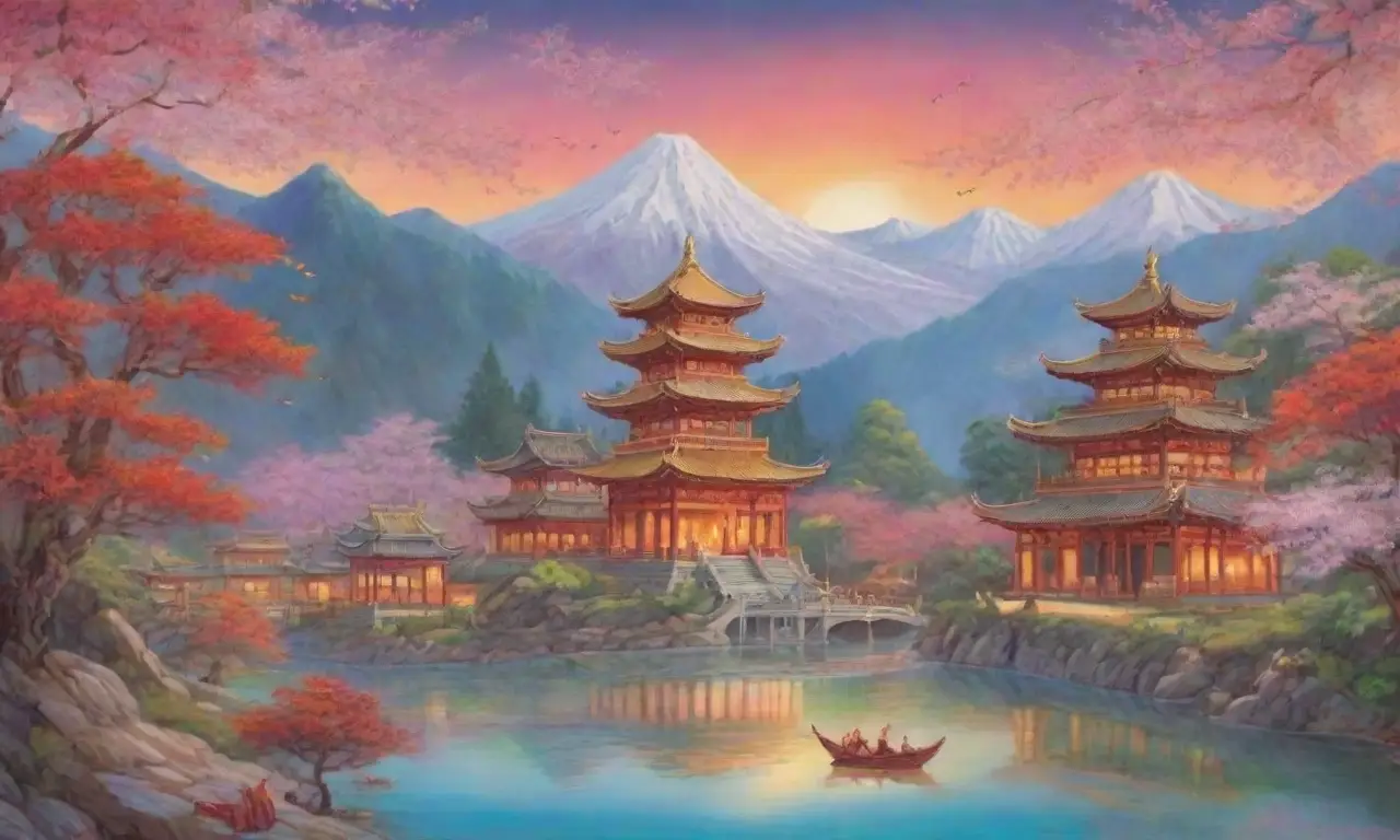 Un mural vibrante con dragones