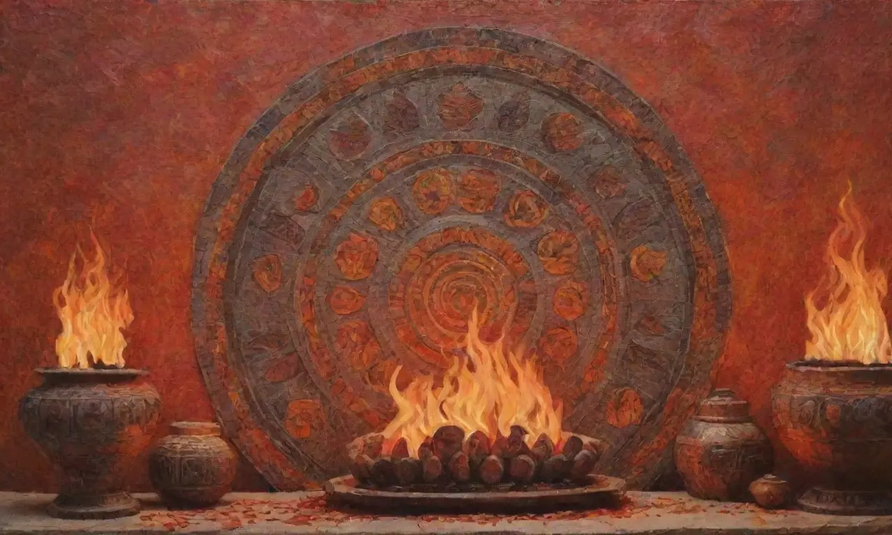 Un paisaje sagrado de fuego, sombras y ofrendas rodeado de historia
