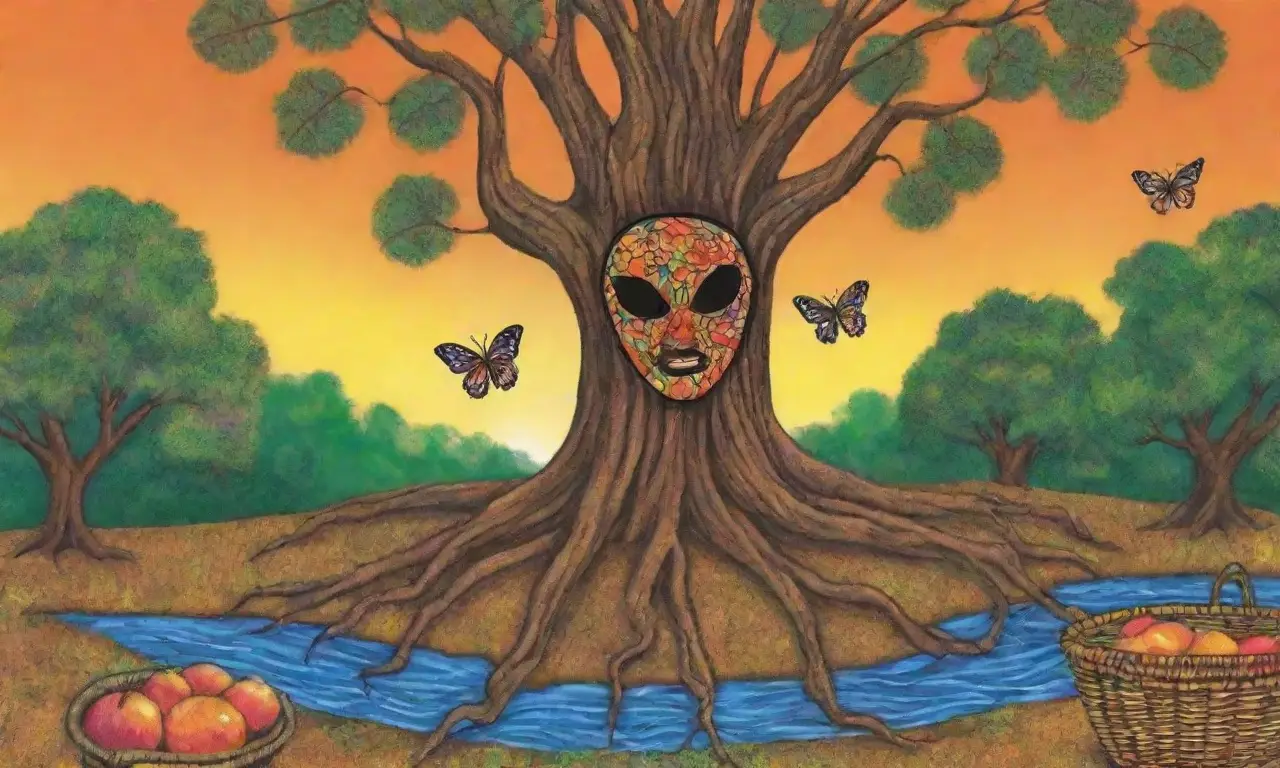 Un vibrante paisaje de colores y elementos de la cultura africana que evoca magia y sabiduría