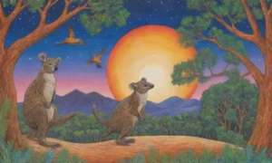 Un paisaje australiano vibrante con fauna
