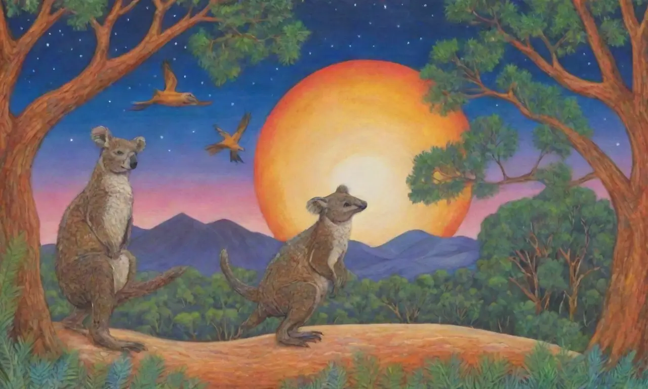 Un paisaje australiano vibrante con fauna