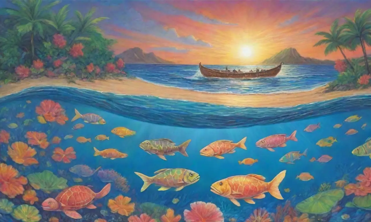Un paisaje marino vibrante y sereno, lleno de vida y belleza