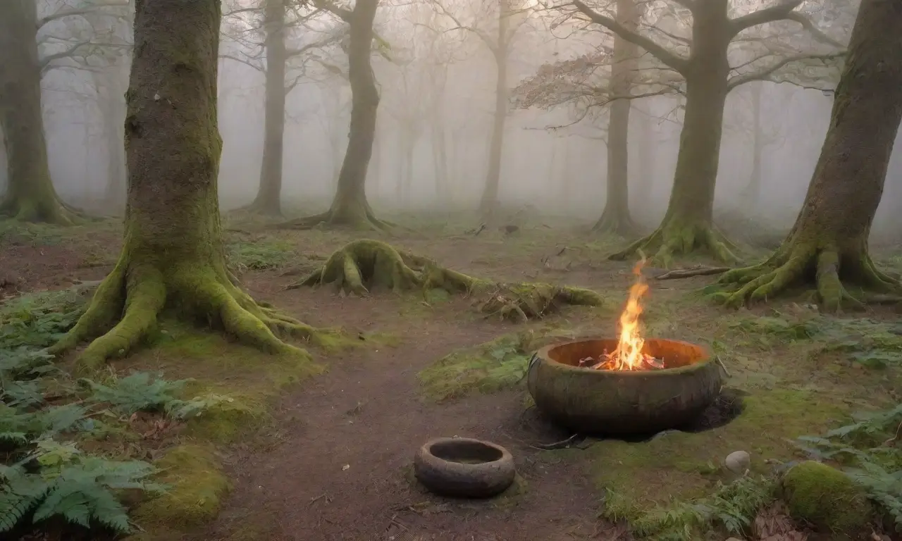 Un bosque brumoso lleno de misterio
