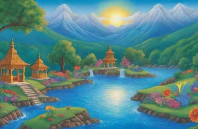 Un paisaje vibrante con agua