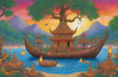 Colores tropicales vibrantes y paisajes encantadores llenos de símbolos culturales
