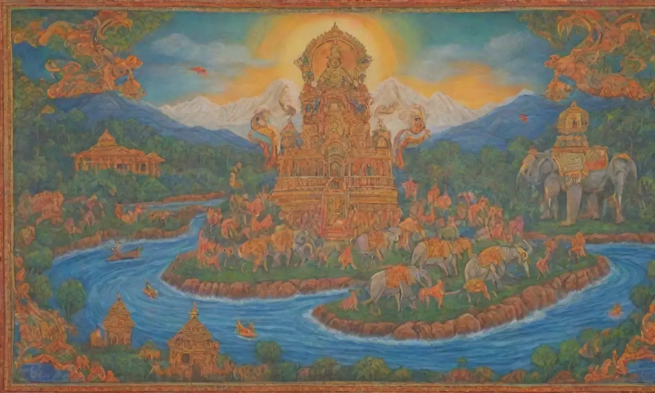 Un vibrante tapiz de colores y héroes en un mundo lleno de mitología y belleza