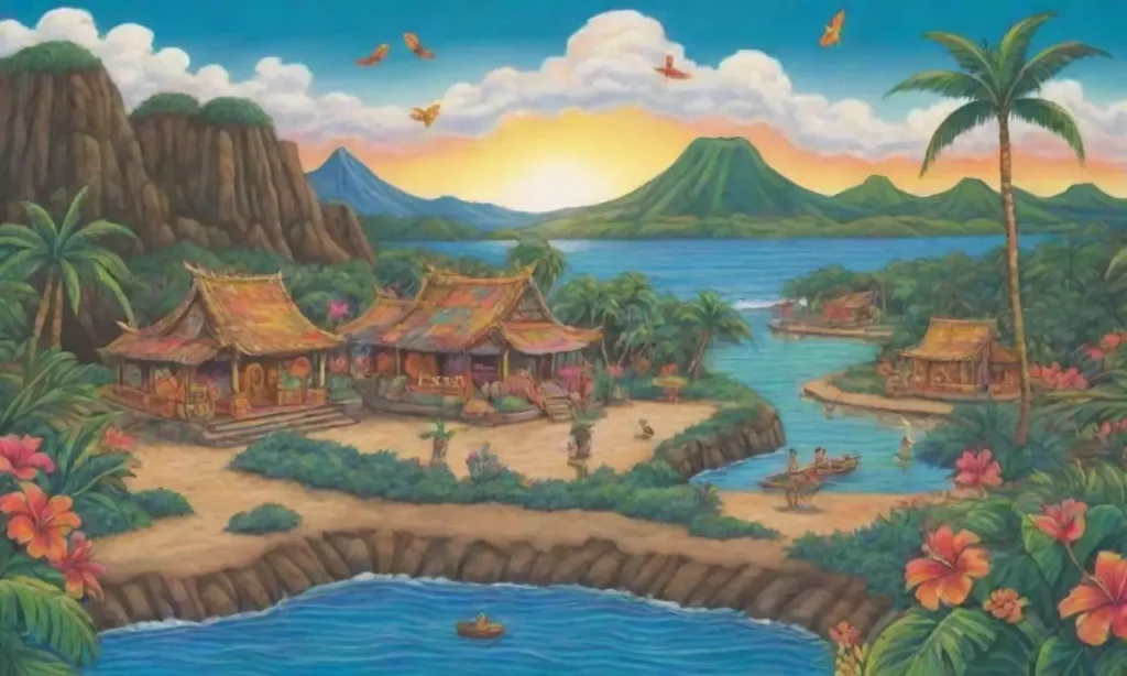 Un paraíso tropical lleno de colores vibrantes