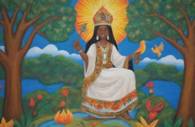 Un paisaje sereno que celebra la cultura yoruba con Obatala