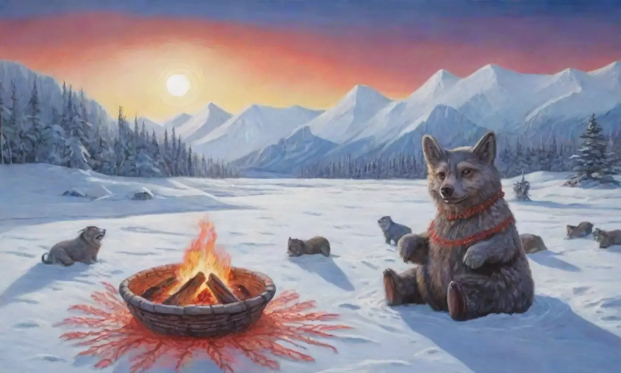 Un paisaje helado con un inuit