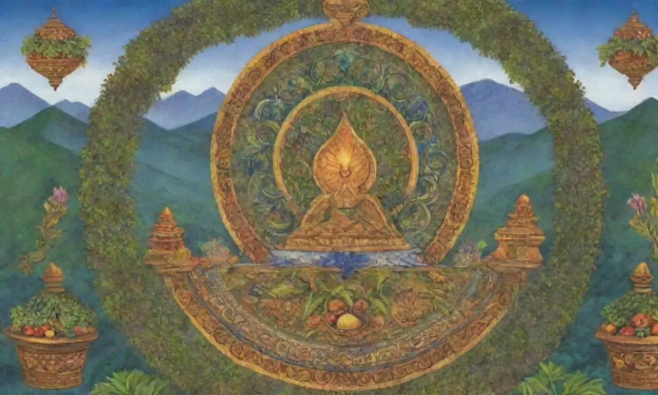 Un paisaje espiritual vibrante lleno de naturaleza