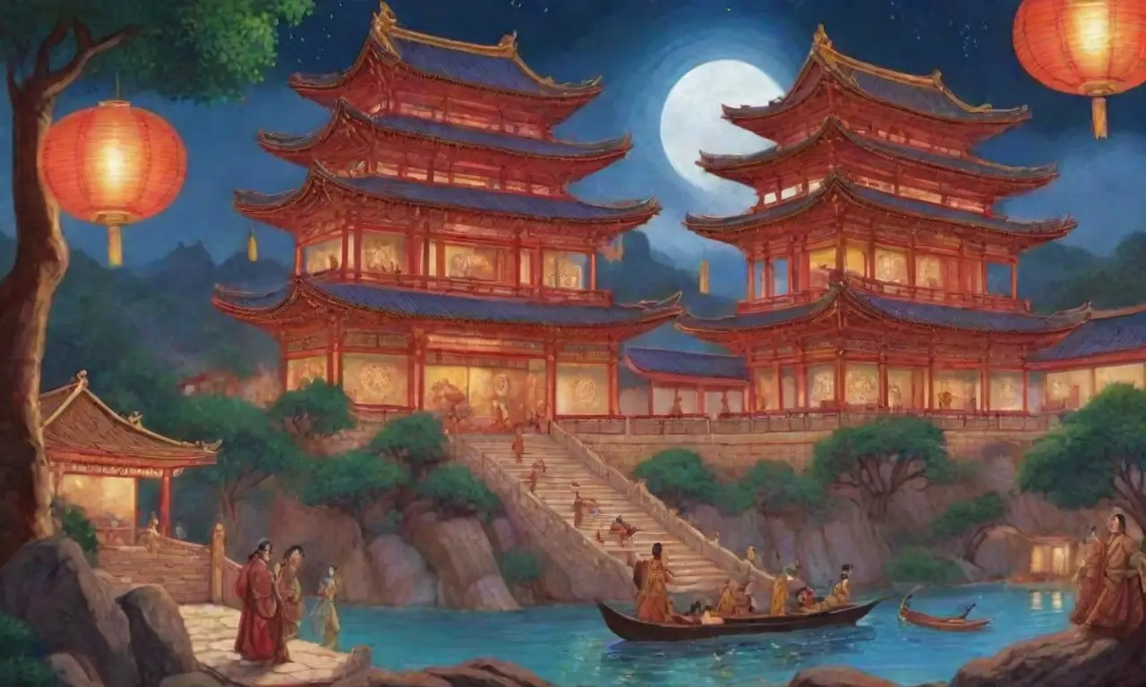 Un vibrante collage de cultura y mitología oriental lleno de acción y color