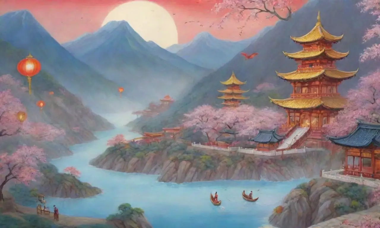Un paisaje vibrante y atemporal lleno de dragones, emperadores, artefactos y naturaleza