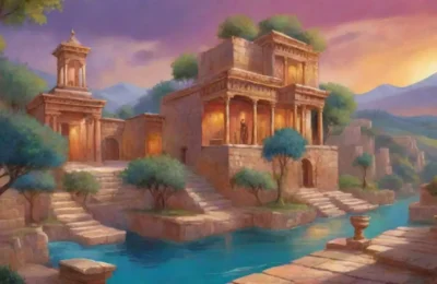 Un paisaje etrusco lleno de templos antiguos