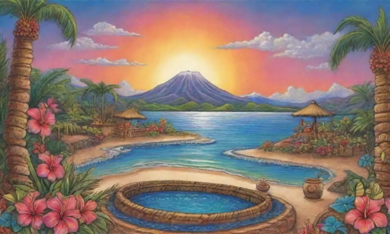 Un paisaje tropical lleno de flores