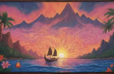 Un mural vibrante con colores intensos