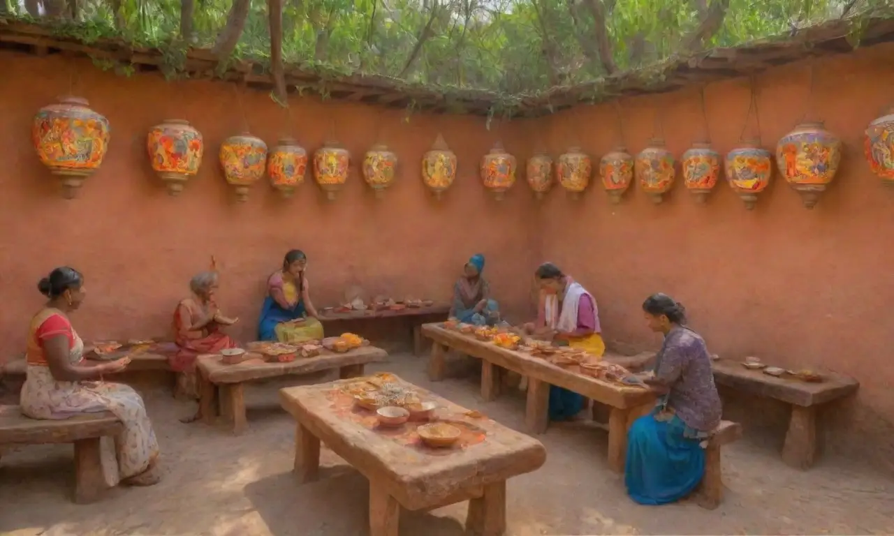 Un vibrante escenario antiguo lleno de arte, música, rituales y naturaleza