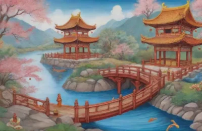 Un vibrante paisaje cultural con dragones