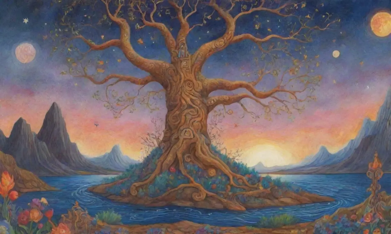 Un paisaje mágico lleno de colores