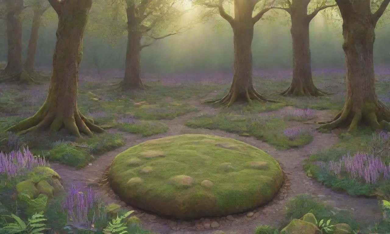 Un bosque mágico con árboles antiguos