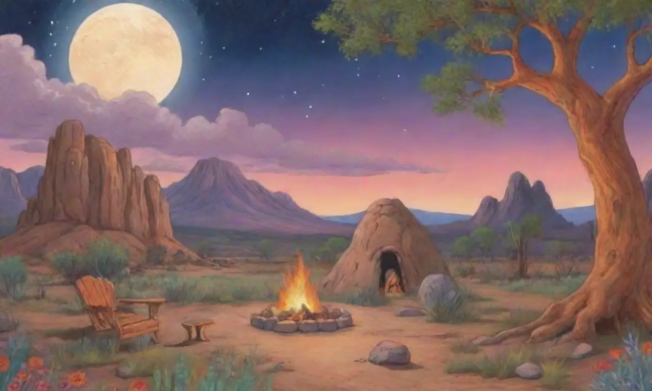 Un paisaje desértico mágico con criaturas míticas