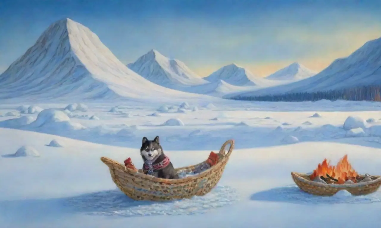 Un paisaje helado con un inuit