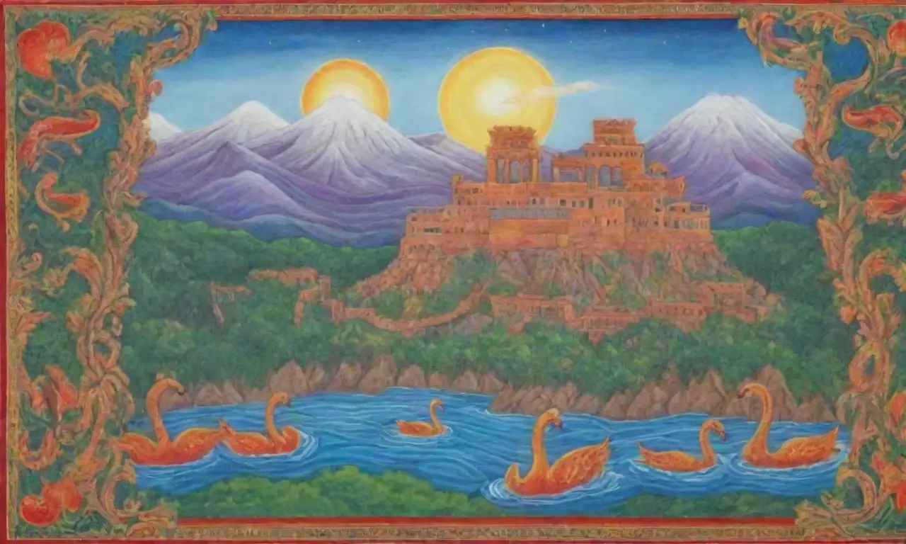 Un paisaje antiguo y vibrante lleno de mitología y naturaleza
