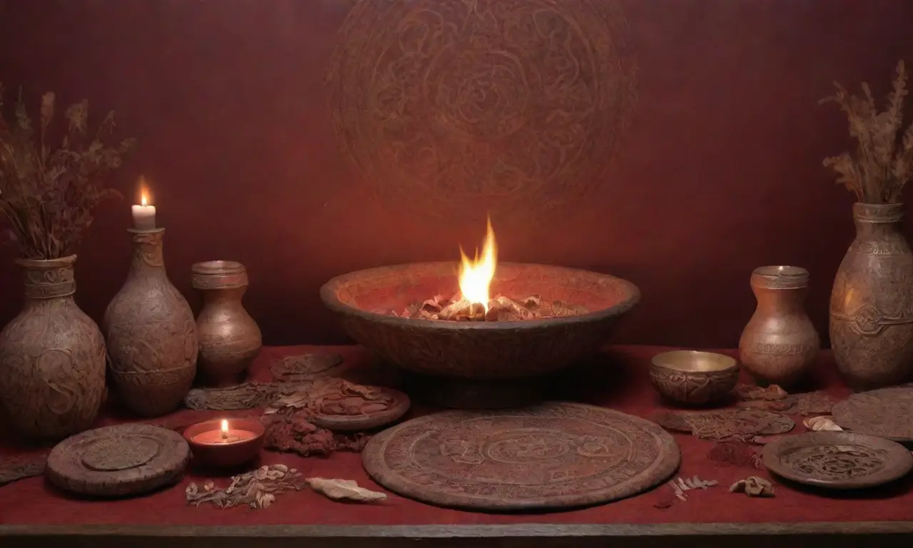 Un altar sagrado lleno de símbolos antiguos