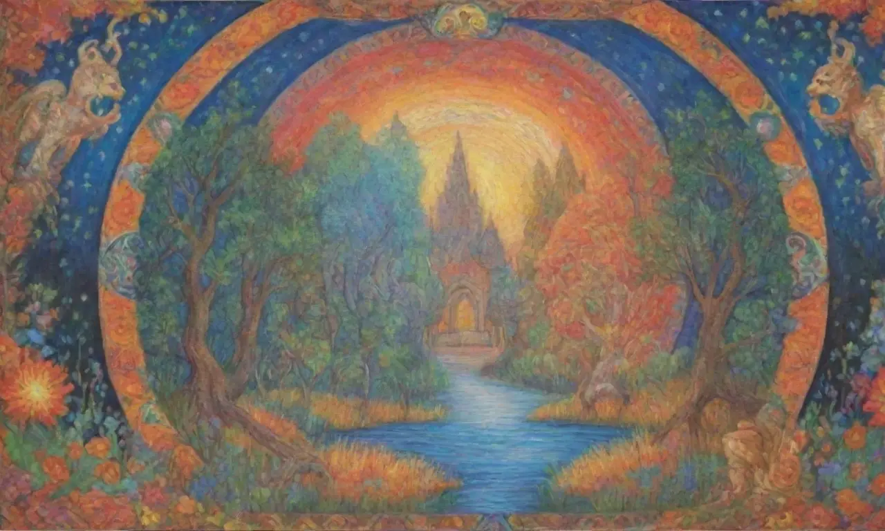 Un tapiz vibrante de colores y símbolos eslavos que celebra la mitología y la magia