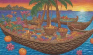 Un paisaje tropical lleno de colores vibrantes