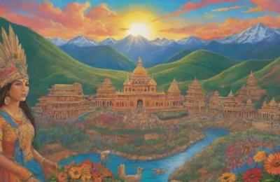 Un paisaje andino vibrante con colores