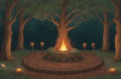 Un ritual místico en un bosque