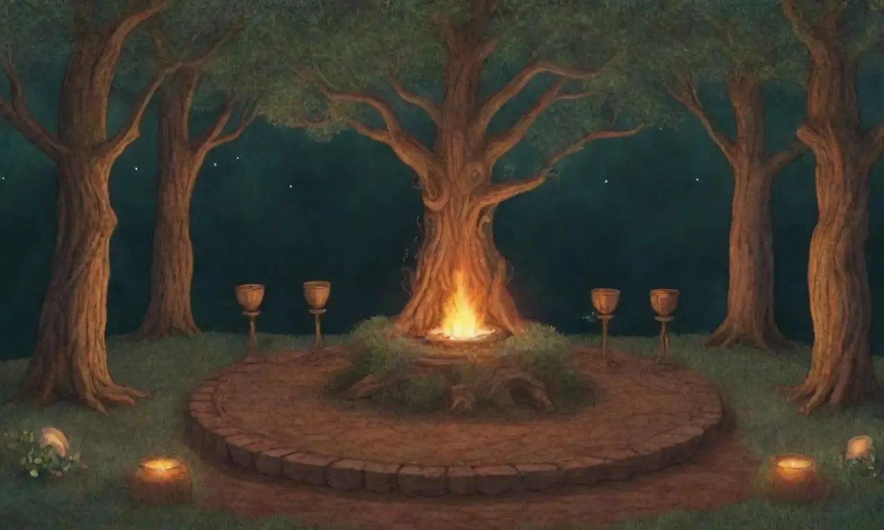 Un ritual místico en un bosque