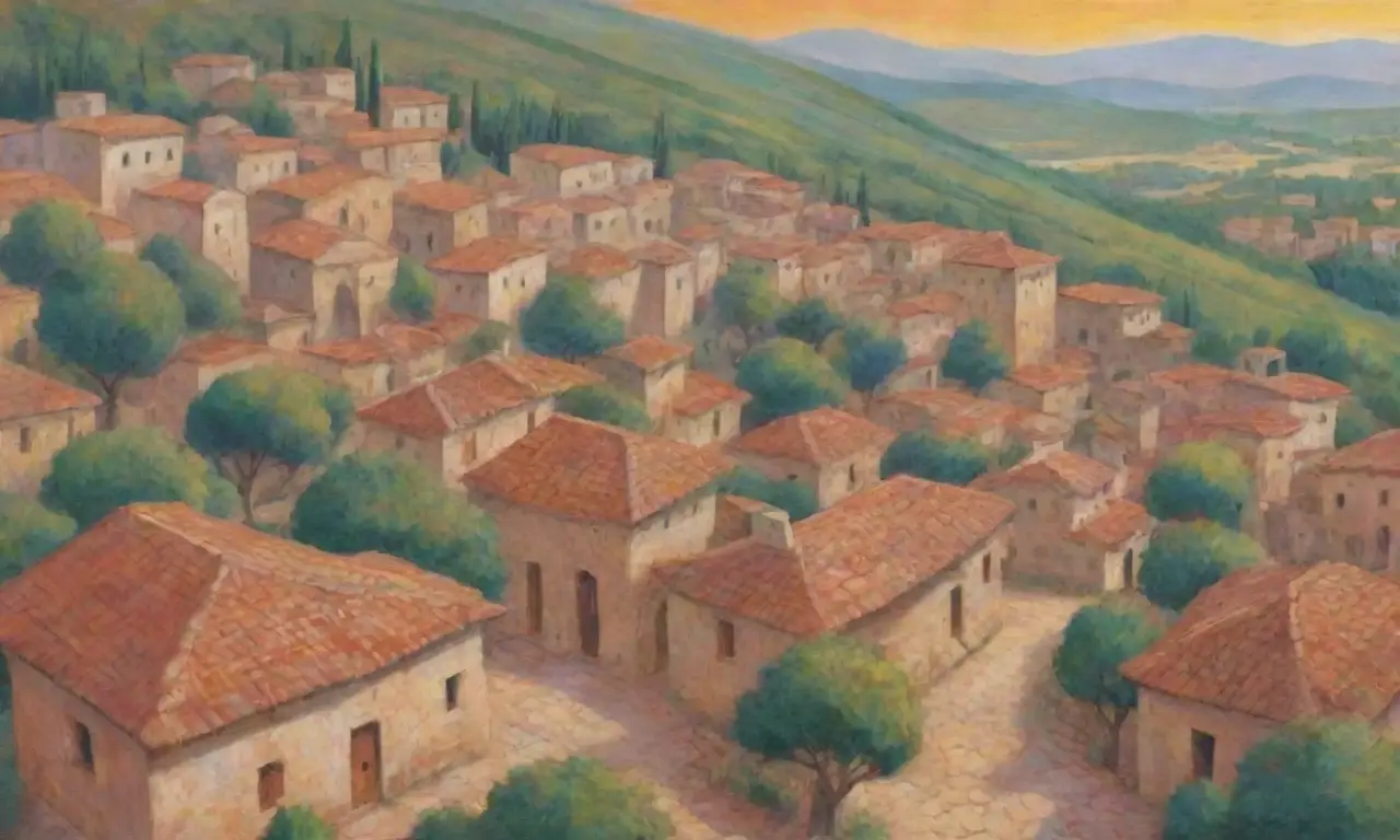 Un paisaje etrusco antiguo con colinas