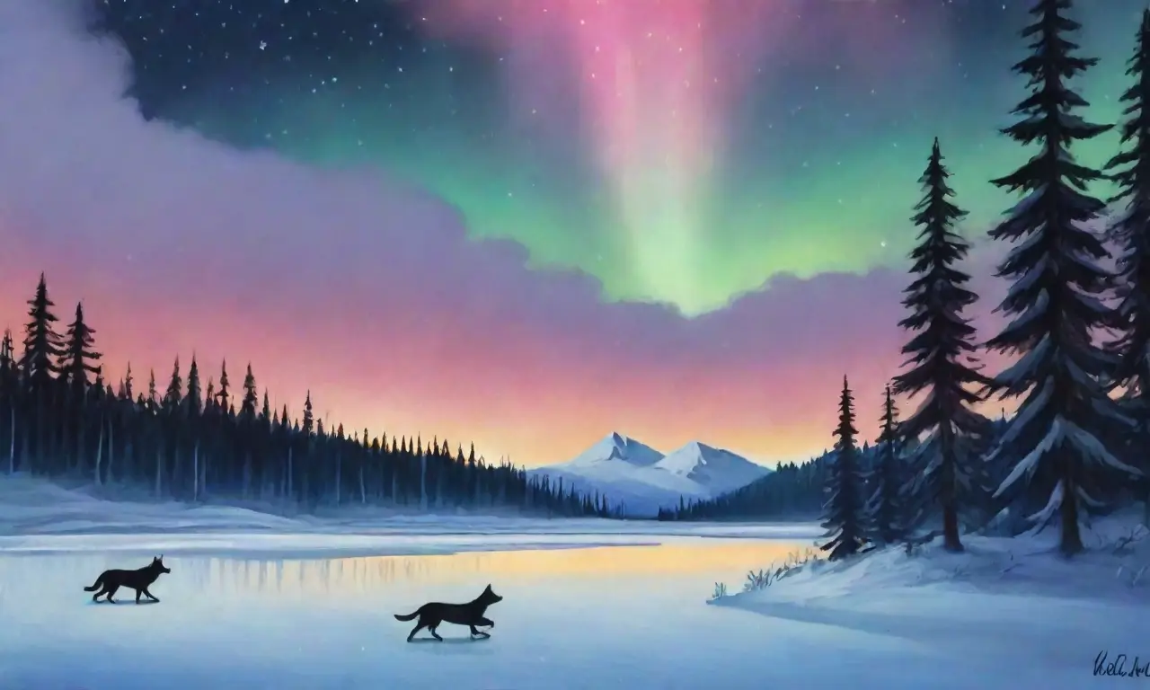 Un paisaje sereno con auroras