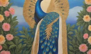 Un mural vibrante muestra a una figura regia en túnicas blancas