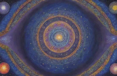 Un collage cósmico de sabiduría antigua y belleza celestial