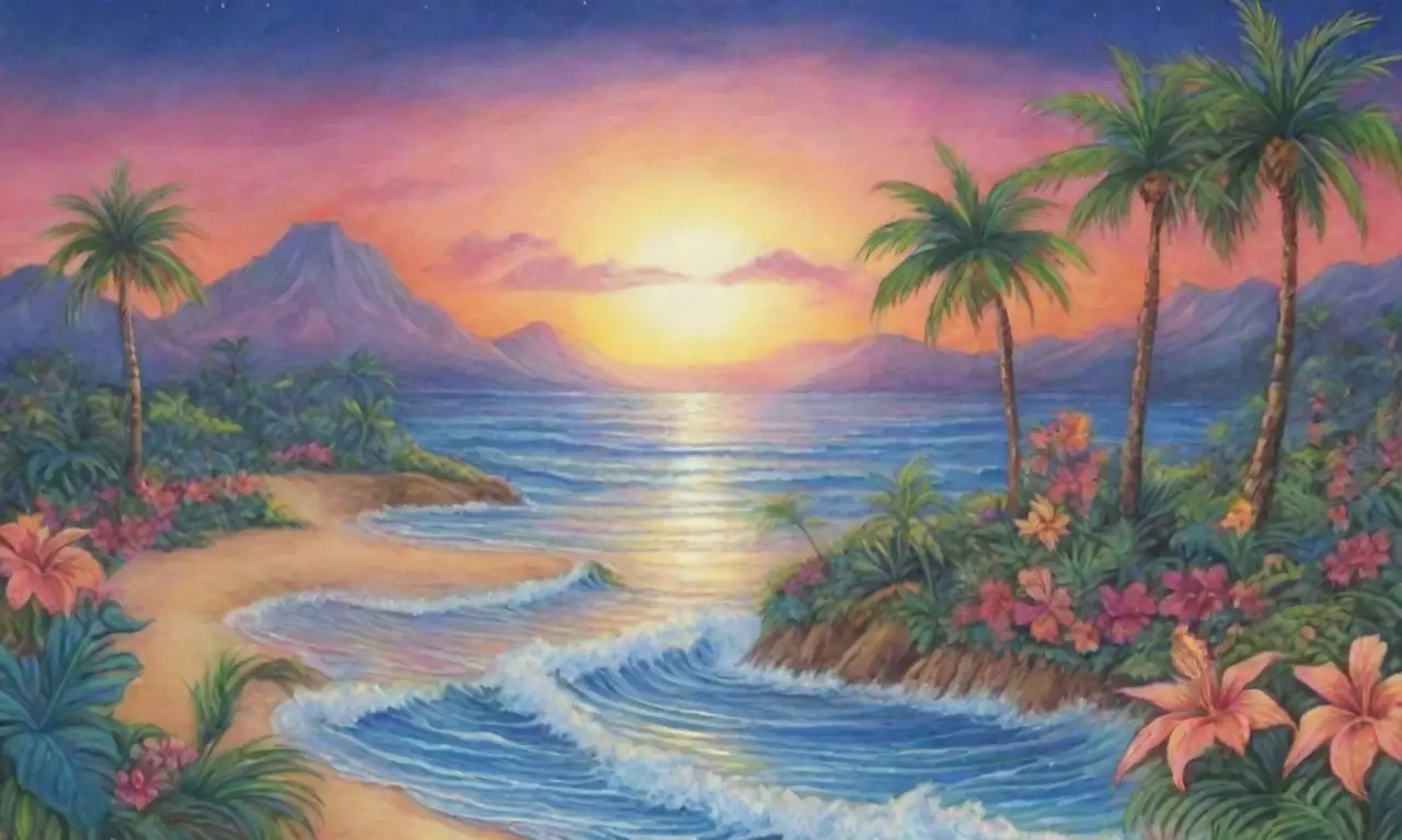 Un paraíso tropical lleno de colores vibrantes