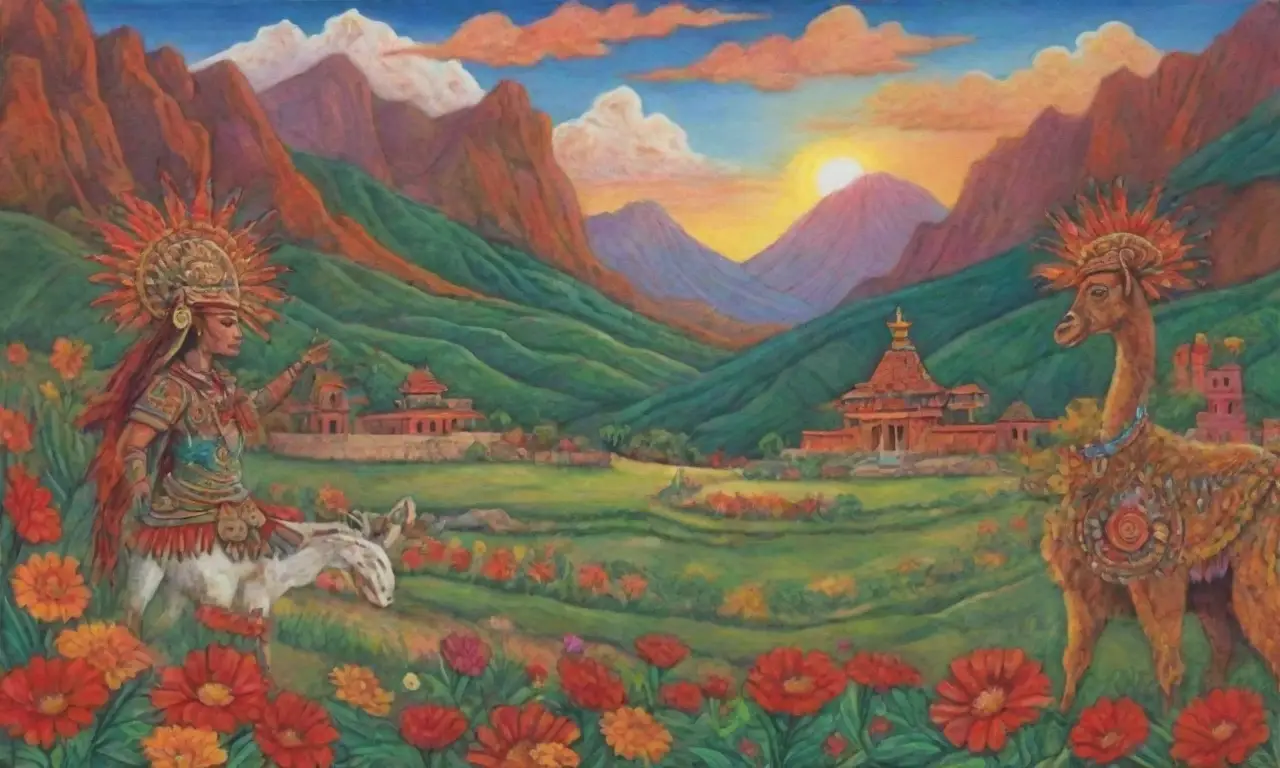 Un paisaje vibrante y lleno de historia evoca la cultura Inca con colores