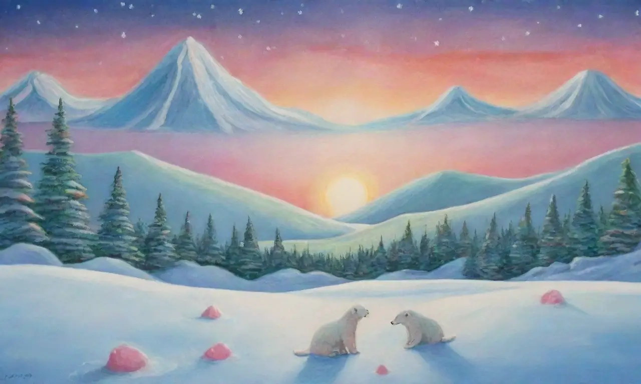 Un paisaje helado y mágico con un oso polar