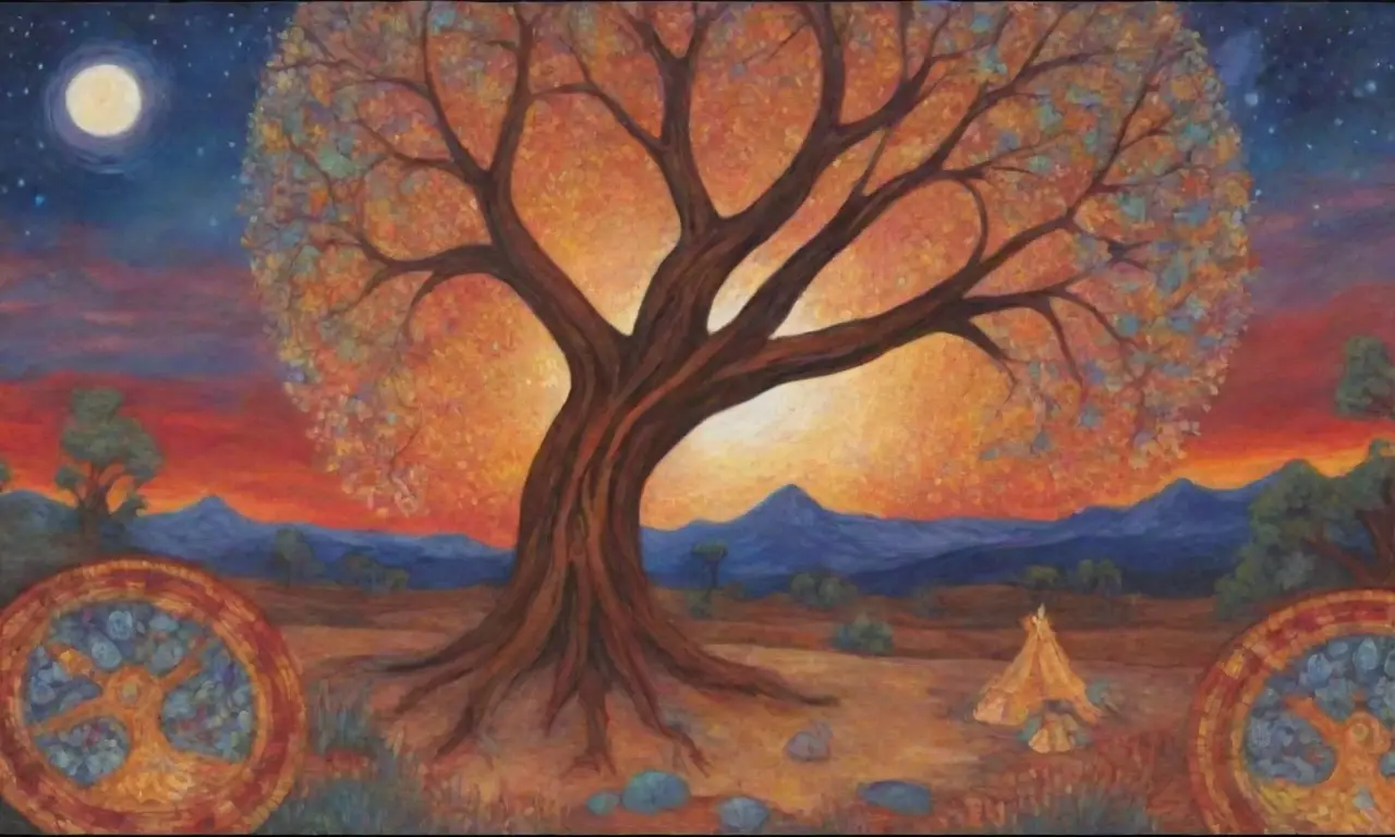 Un paisaje vibrante y místico que entrelaza naturaleza, mitología y tradición