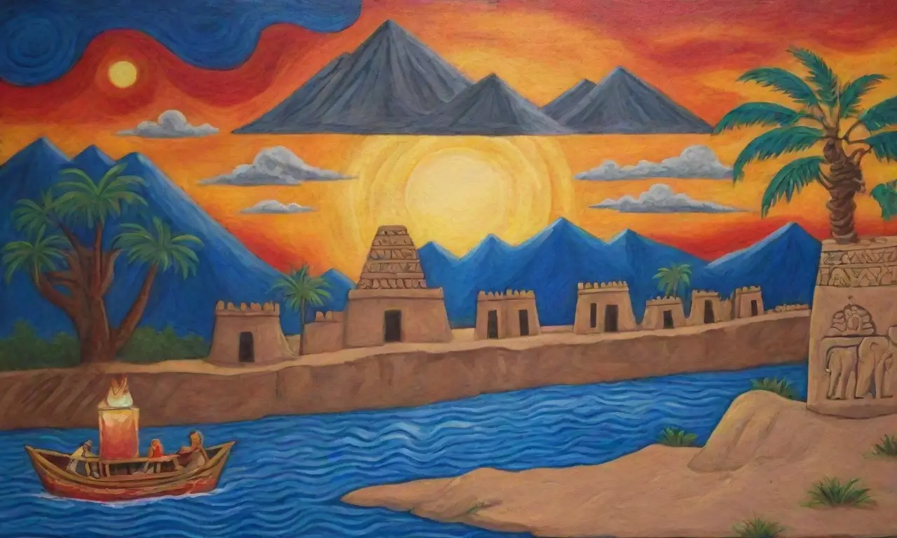 Una antigua tablet de piedra con escritura cuneiforme y arte mesopotámico evoca un legado atemporal