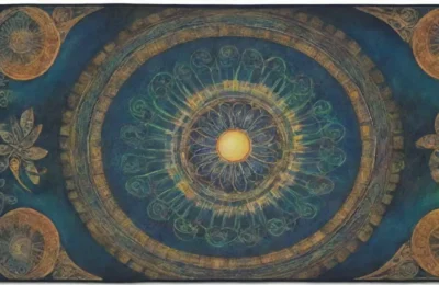 Un patrón vibrante de espirales en azules y verdes