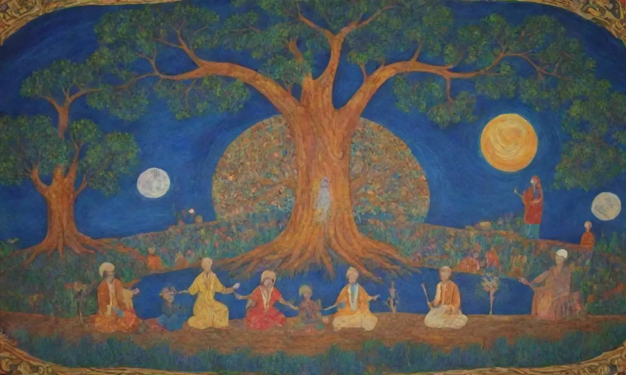 Un mural vibrante conecta pasado y futuro, fusionando tradición y modernidad en una comunidad unida