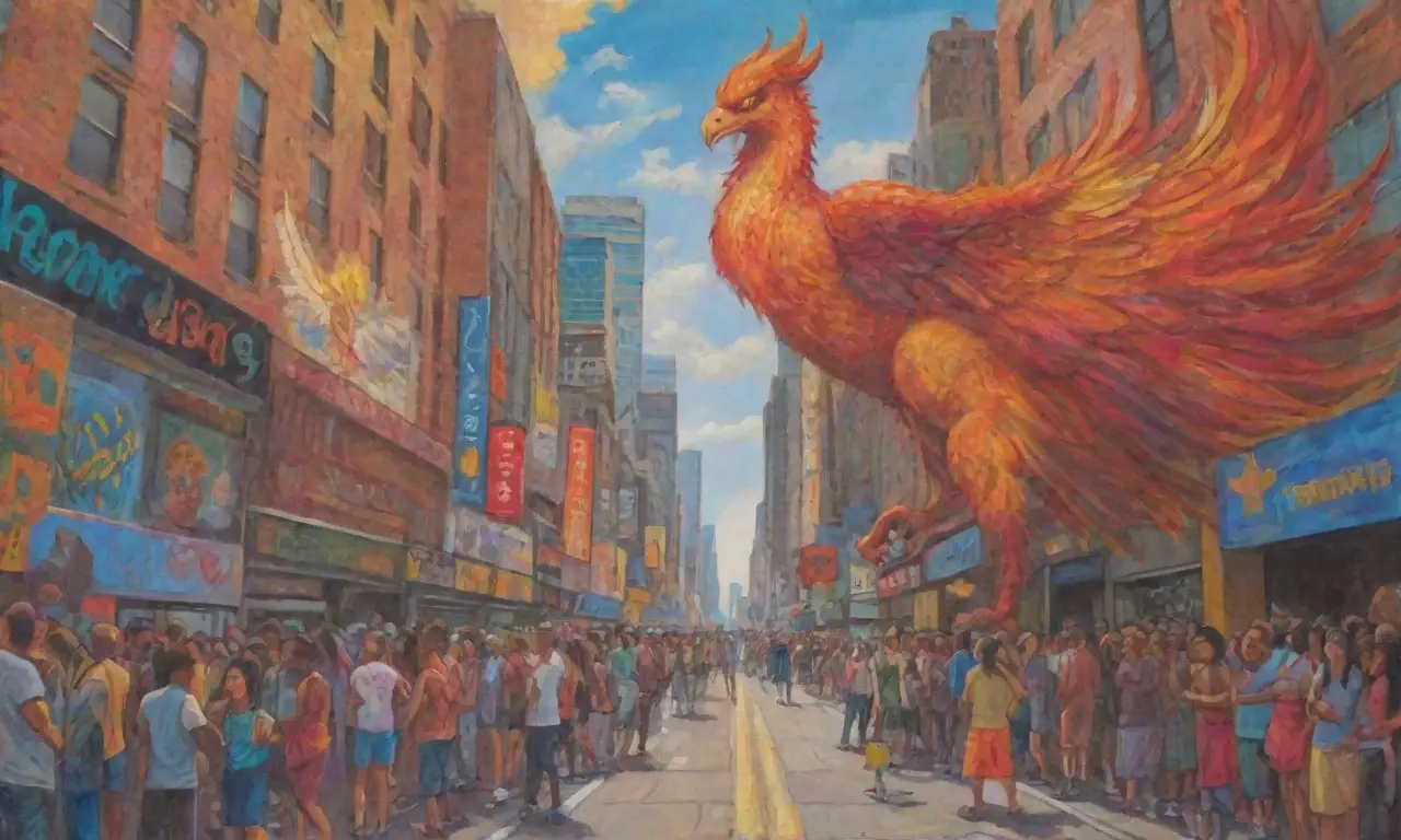Un mural vibrante muestra a un héroe moderno en armadura, rodeado de símbolos de esperanza y unidad en un mundo diverso